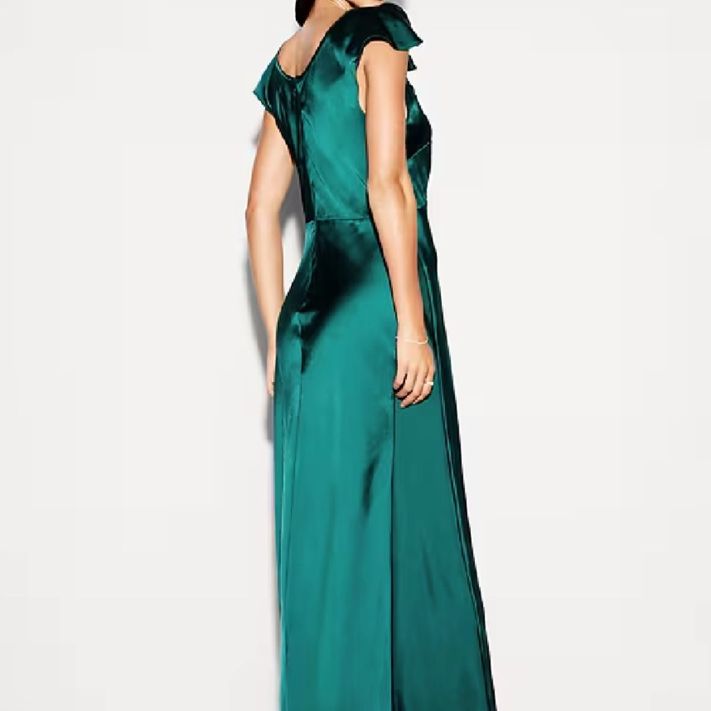 Teal Satin Floor Length Dress